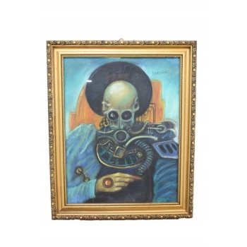 Beksiński - Pastel na Kartonie - STEAMPUNK Stary Obraz - Abstrakcja