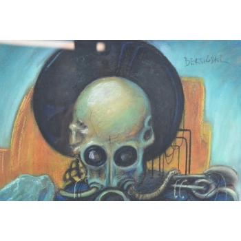 Beksiński - Pastel na Kartonie - STEAMPUNK Stary Obraz - Abstrakcja