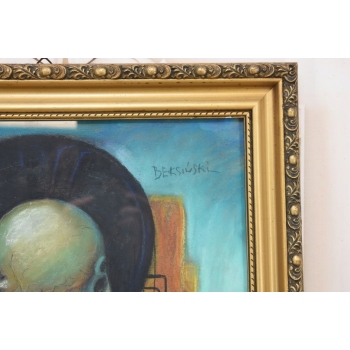 Beksiński - Pastel na Kartonie - STEAMPUNK Stary Obraz - Abstrakcja