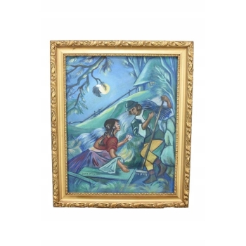 Zofia Stryjeńska - Hucuł i Hucułka ZAKOCHANI - Stary Portret Obraz Olejny