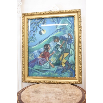 Zofia Stryjeńska - Hucuł i Hucułka ZAKOCHANI - Stary Portret Obraz Olejny