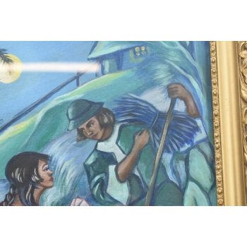 Zofia Stryjeńska - Hucuł i Hucułka ZAKOCHANI - Stary Portret Obraz Olejny