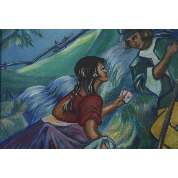 Zofia Stryjeńska - Hucuł i Hucułka ZAKOCHANI - Stary Portret Obraz Olejny