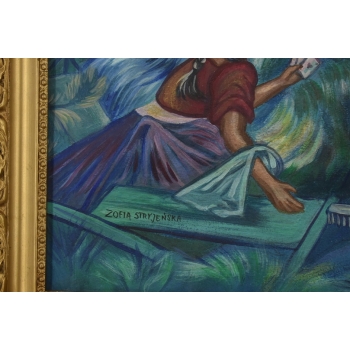 Zofia Stryjeńska - Hucuł i Hucułka ZAKOCHANI - Stary Portret Obraz Olejny