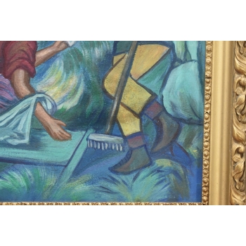 Zofia Stryjeńska - Hucuł i Hucułka ZAKOCHANI - Stary Portret Obraz Olejny