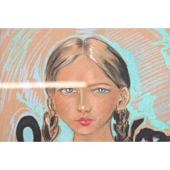 Ignacy Witkiewicz Witkacy 1930 - Pastel - Stary Obraz Portret Dziewczyny
