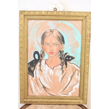 Ignacy Witkiewicz Witkacy 1930 - Pastel - Stary Obraz Portret Dziewczyny