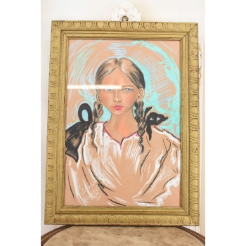 Ignacy Witkiewicz Witkacy 1930 - Pastel - Stary Obraz Portret Dziewczyny