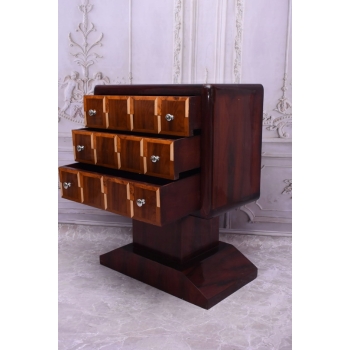 Drewniana Komoda Art Deco - 3 Szuflady - Regał Pomocnik - Szafka Unikat