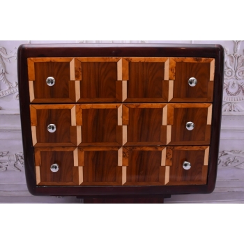 Drewniana Komoda Art Deco - 3 Szuflady - Regał Pomocnik - Szafka Unikat