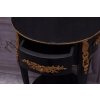 Czarno Złoty Drewniany Stolik Nocny - Stół Kawowy Neoklasyczny - Kwietnik