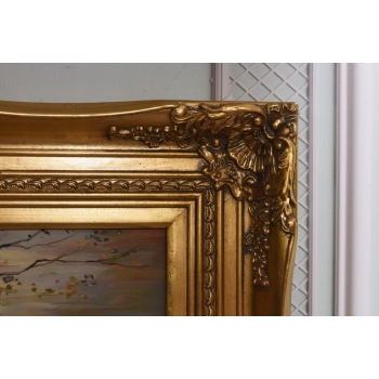 Rodzina Kaczek - Pływające Kaczki Kaczka - Złota Rama - Obraz Olejny 83x73