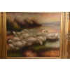Rodzina Kaczek - Pływające Kaczki Kaczka - Złota Rama - Obraz Olejny 83x73