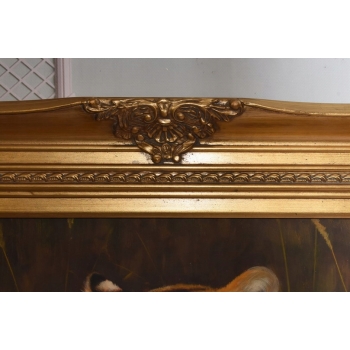 Dostojny Tygrys Pantera Złota Rama - Obraz Olejny 83x73