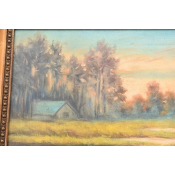 AS PROCAJŁOWICZ - Pejzaż Polski - Dom nad Rzeką w Lesie Stary Obraz Olejny