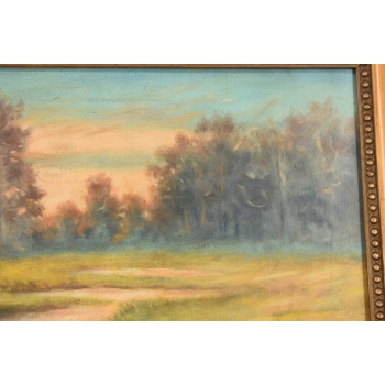 AS PROCAJŁOWICZ - Pejzaż Polski - Dom nad Rzeką w Lesie Stary Obraz Olejny
