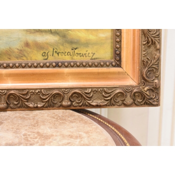 AS PROCAJŁOWICZ - Pejzaż Polski - Dom nad Rzeką w Lesie Stary Obraz Olejny