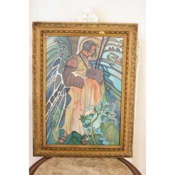 Józef Mehoffer - BARDZO STARY OLEJ - WITRAŻ - POLSKIE MALARSTWO