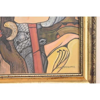 Józef Mehoffer - BARDZO STARY OLEJ - WITRAŻ - POLSKIE MALARSTWO