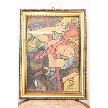 Józef Mehoffer - BARDZO STARY OLEJ - WITRAŻ - POLSKIE MALARSTWO