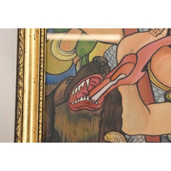 Józef Mehoffer - BARDZO STARY OLEJ - WITRAŻ - POLSKIE MALARSTWO