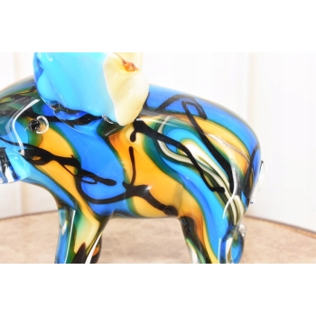 Szkło Murano Style - Kolorowy Słoń na Szczęście z Trąbą do Góry - Figura