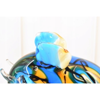 Szkło Murano Style - Kolorowy Słoń na Szczęście z Trąbą do Góry - Figura