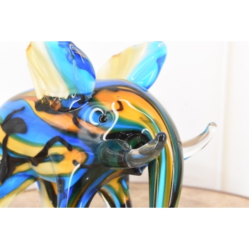 Szkło Murano Style - Kolorowy Słoń na Szczęście z Trąbą do Góry - Figura