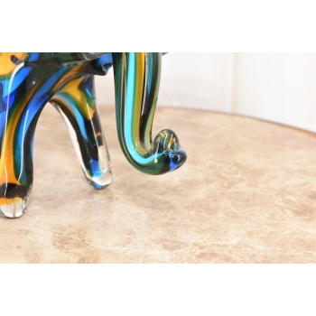 Szkło Murano Style - Kolorowy Słoń na Szczęście z Trąbą do Góry - Figura