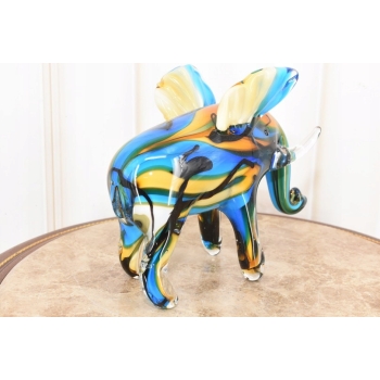 Szkło Murano Style - Kolorowy Słoń na Szczęście z Trąbą do Góry - Figura
