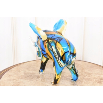 Szkło Murano Style - Kolorowy Słoń na Szczęście z Trąbą do Góry - Figura