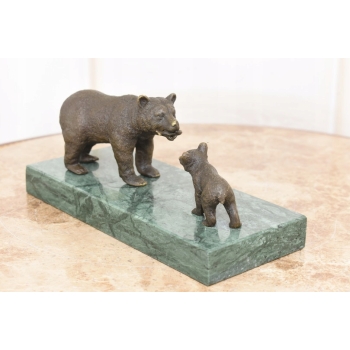 Dwa Niedźwiedzie Misie Niedźwiedź- Figura z Brązu - styl MILO