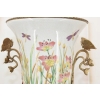 Zielony Porcelanowy Wazon Kwiaty - Motyle - Porcelana + Brąz - Sygnowany
