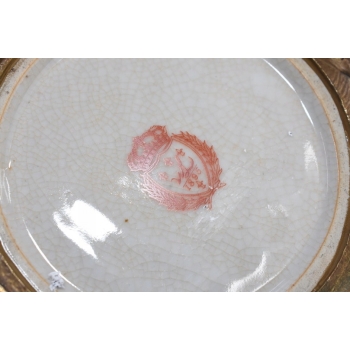 Porcelanowa Czerwona Waza Amfora - Porcelana + Brąz - Arystokracja