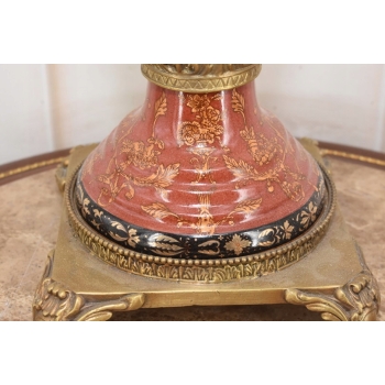 Porcelanowa Czerwona Waza Amfora - Porcelana + Brąz - Arystokracja