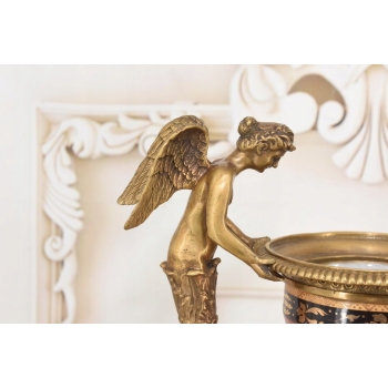 Porcelanowa Czerwona Waza Amfora - Nimfy - Porcelana + Brąz - Arystokracja