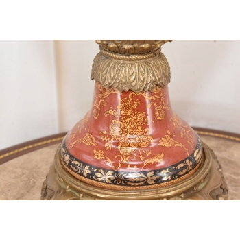 Porcelanowa Czerwona Waza Amfora - Nimfy - Porcelana + Brąz - Arystokracja