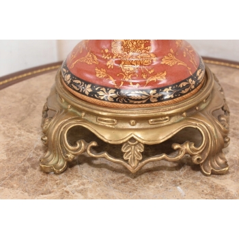 Porcelanowa Czerwona Waza Amfora - Nimfy - Porcelana + Brąz - Arystokracja