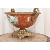 Czerwona Patera Owocnik - Porcelana + Brąz Złocony - Arystokracja