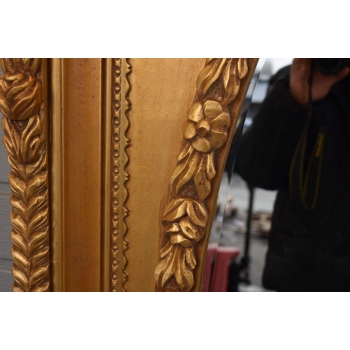 Złote Lustro Prostokąt - Tafla Owalna - 203 x 113 cm + Gruba Złota Rama