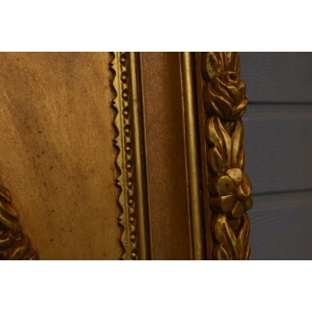 Złote Lustro Prostokąt - Tafla Owalna - 203 x 113 cm + Gruba Złota Rama