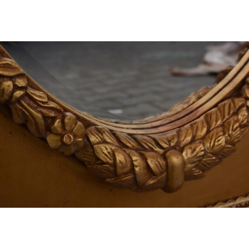 Złote Lustro Prostokąt - Tafla Owalna - 203 x 113 cm + Gruba Złota Rama