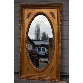 Złote Lustro Prostokąt - Tafla Owalna - 203 x 113 cm + Gruba Złota Rama