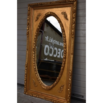 Złote Lustro Prostokąt - Tafla Owalna - 203 x 113 cm + Gruba Złota Rama