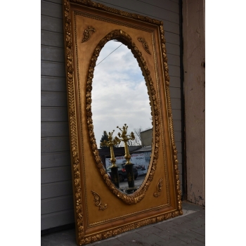 Złote Lustro Prostokąt - Tafla Owalna - 203 x 113 cm + Gruba Złota Rama