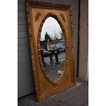 Złote Lustro Prostokąt - Tafla Owalna - 203 x 113 cm + Gruba Złota Rama