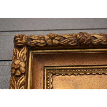 Złote Lustro Prostokąt - Tafla Owalna - 203 x 113 cm + Gruba Złota Rama