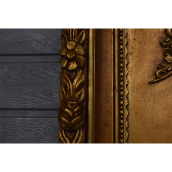 Złote Lustro Prostokąt - Tafla Owalna - 203 x 113 cm + Gruba Złota Rama