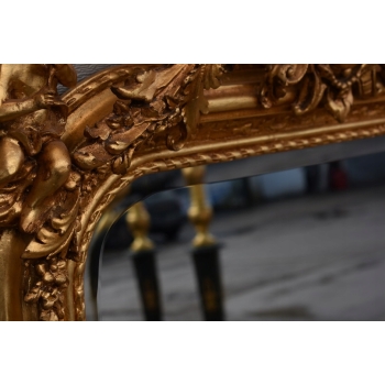 Złote Lustro - Medalion - Amory Anioły - 160 x 88 cm + Gruba Złota Rama