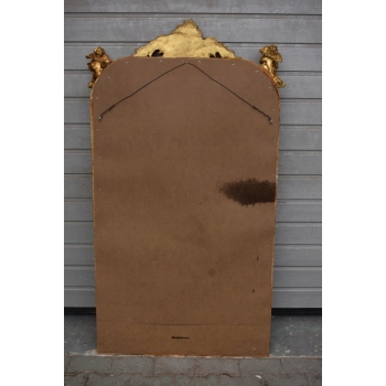 Złote Lustro - Medalion - Amory Anioły - 160 x 88 cm + Gruba Złota Rama